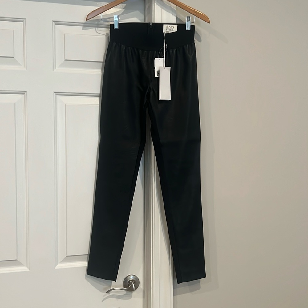 Stella McCartney black leather zipper stretch pant